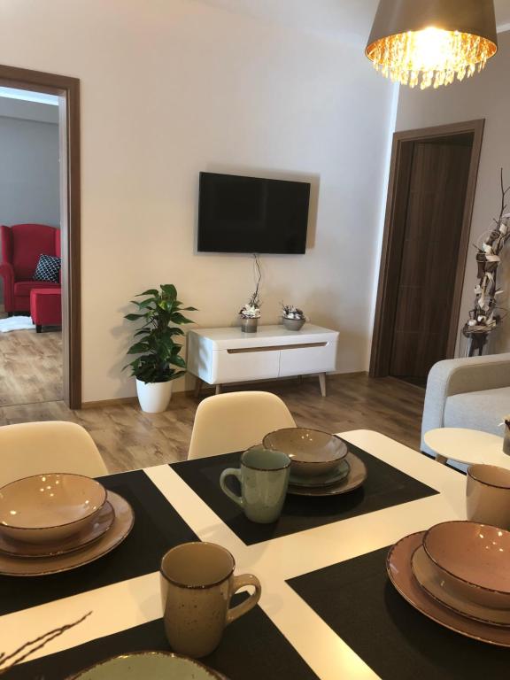 TV a/nebo společenská místnost v ubytování Apartmány Koněvova