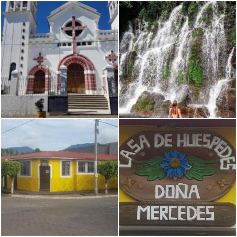 a collage of pictures of a church and a waterfall at Hostal Doña Mercedes in Juayúa