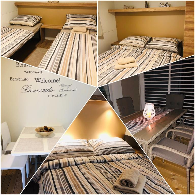 Postel nebo postele na pokoji v ubytování MOBIL HOMES MALUFI 266