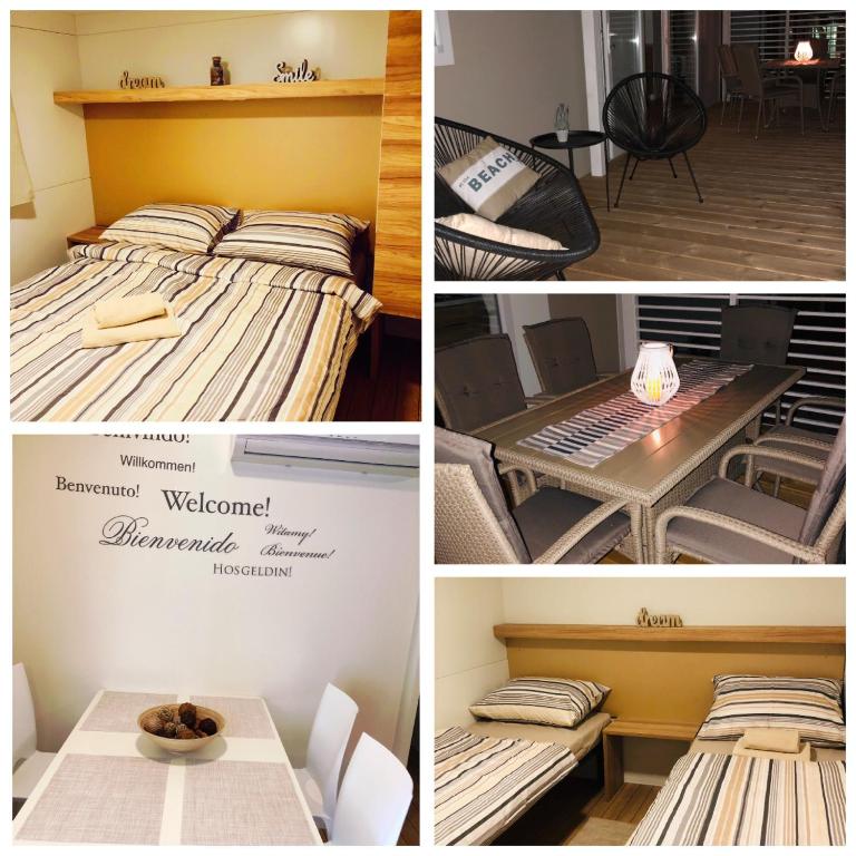 Postel nebo postele na pokoji v ubytování MOBIL HOMES MALUFI 266