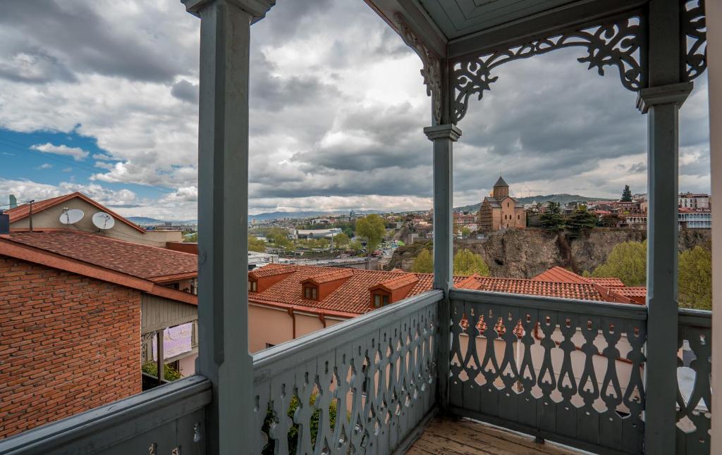 a balcony with a view of the city at Postcard Balconies in Tbilisi City