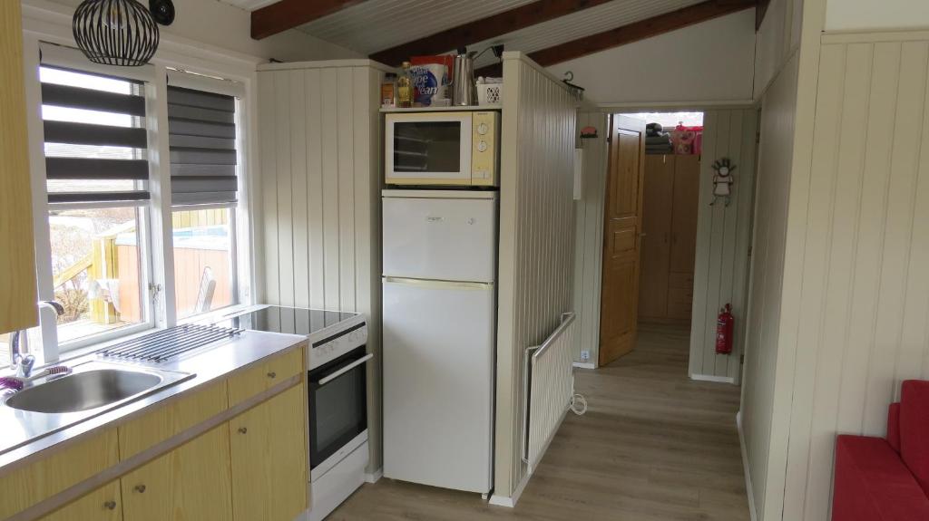 Kuchyň nebo kuchyňský kout v ubytování Hvammur 1 with private hot tub