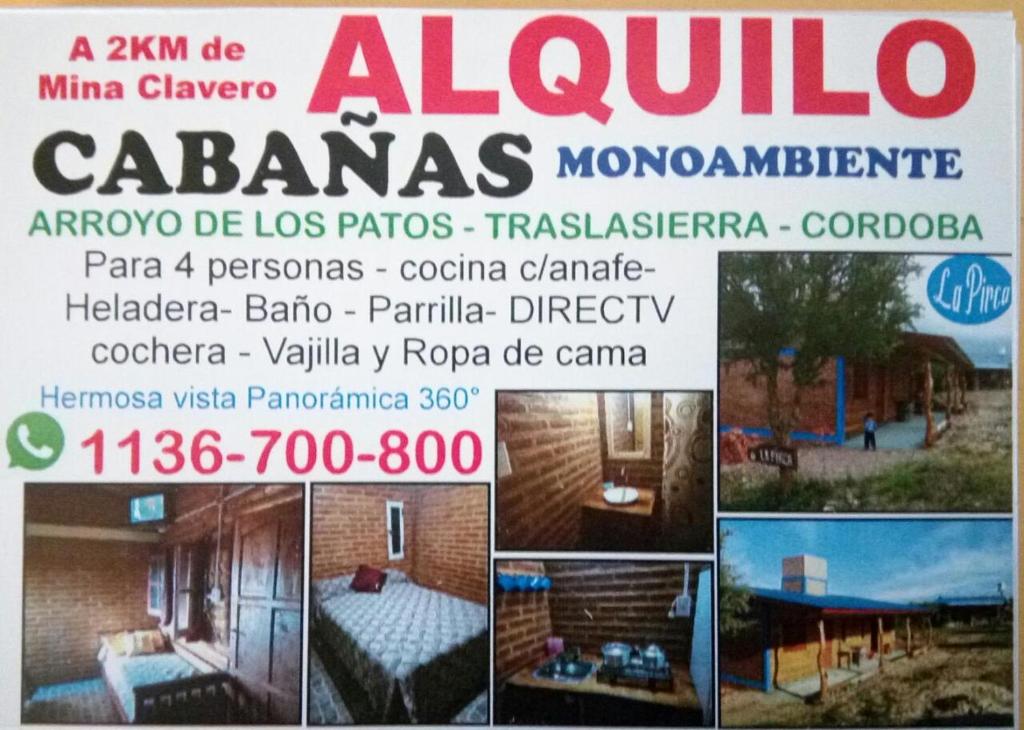 un collage de fotos de un folleto con una casa en La Pirca en Nono