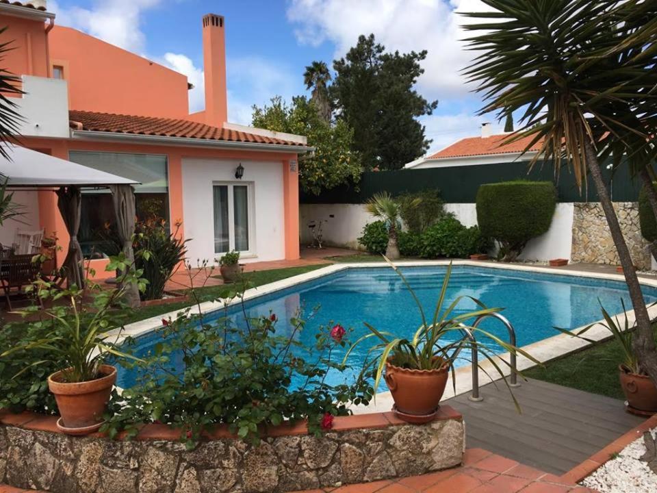 una piscina frente a una casa con plantas en Moradia do Pinhal, en Azeitão