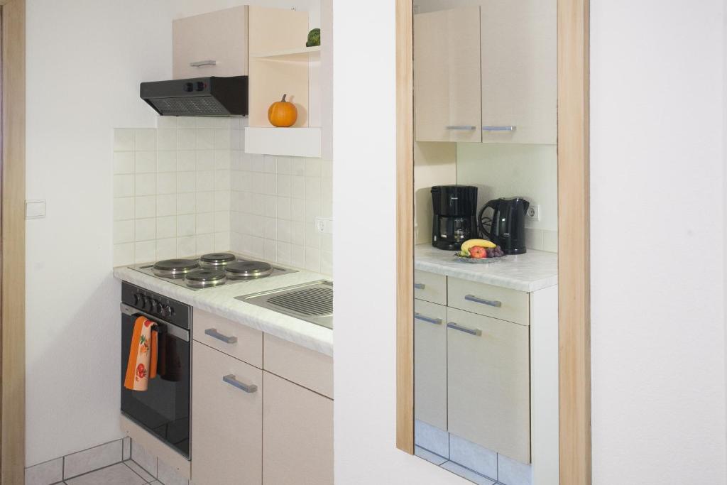 Kuchyň nebo kuchyňský kout v ubytování BUSSLEHNER Apartments