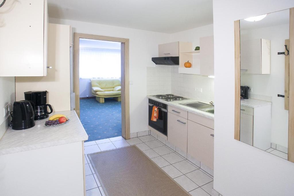 Kuchyň nebo kuchyňský kout v ubytování BUSSLEHNER Apartments
