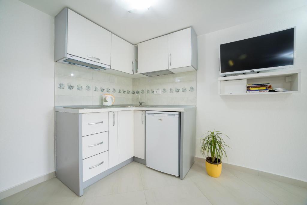 Kuchyň nebo kuchyňský kout v ubytování Apartments Teodo