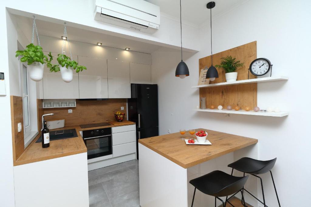 Kuchyň nebo kuchyňský kout v ubytování Apartments Pivac
