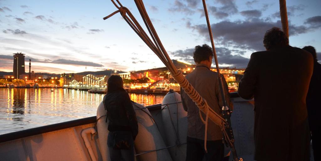 a group of people on a boat in the water at Southern Cross in Barcelona