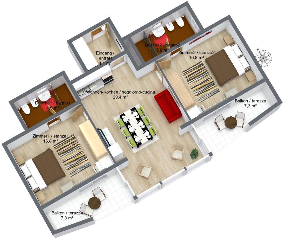 Plán poschodí v ubytovaní Apartments Bachmann