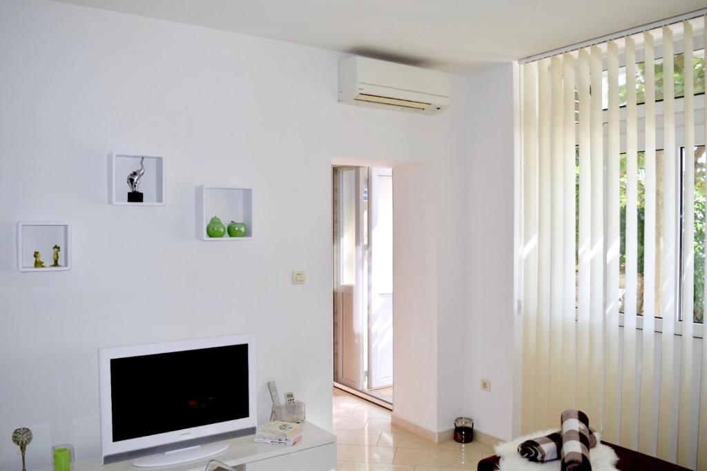 Televízia a/alebo spoločenská miestnosť v ubytovaní Apartman Pia