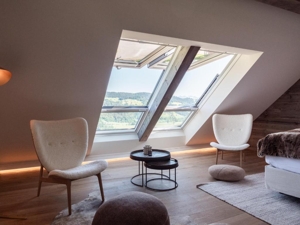 Posezení v ubytování Alpenloge Design Hotel