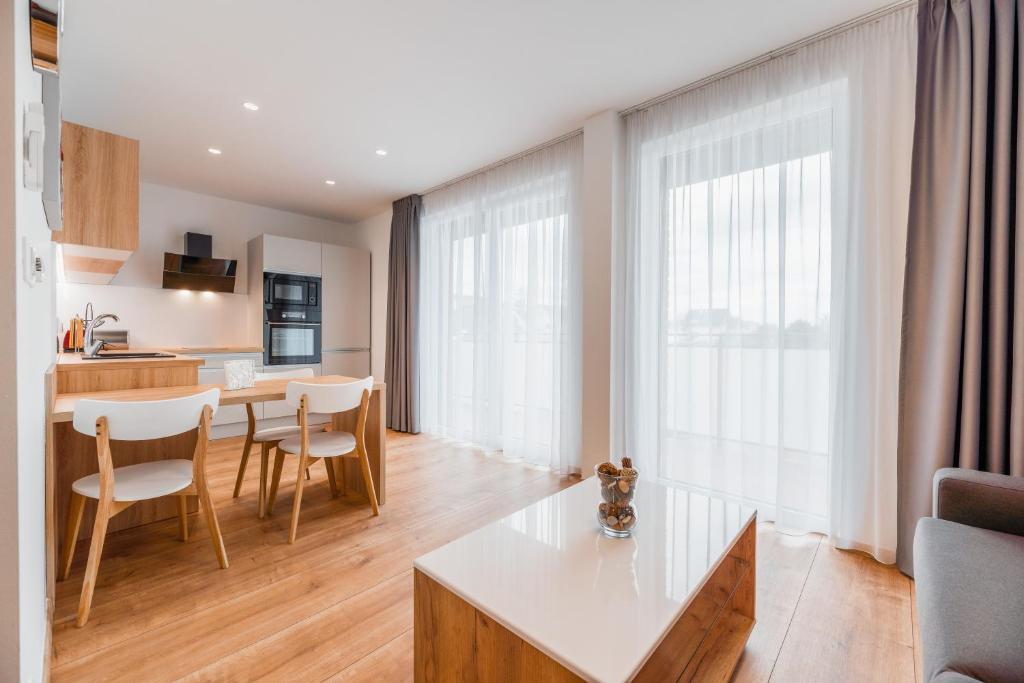 Kuchyň nebo kuchyňský kout v ubytování Apartmány pri vstupe do Aquaparku