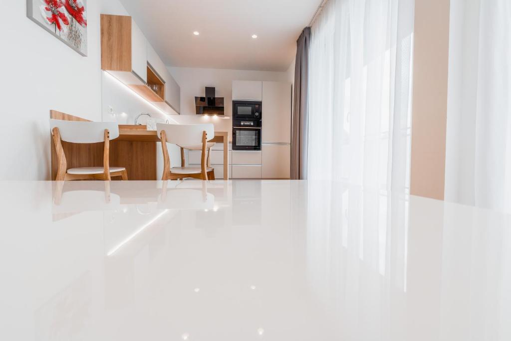Kuchyň nebo kuchyňský kout v ubytování Apartmány pri vstupe do Aquaparku