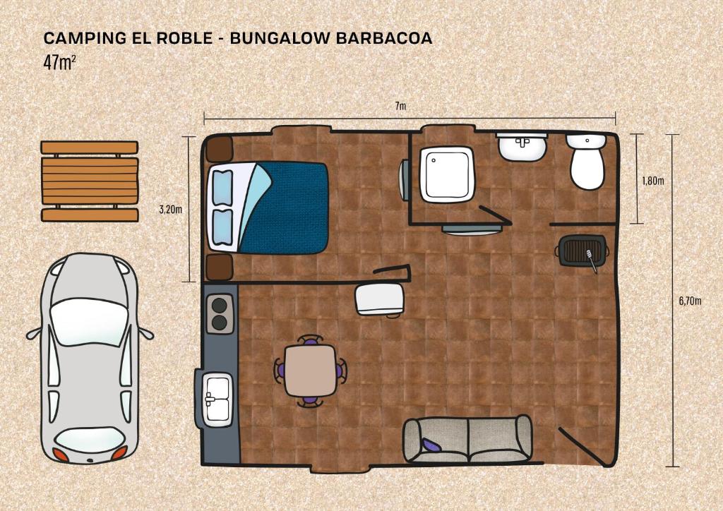 Půdorys ubytování Camping El Roble
