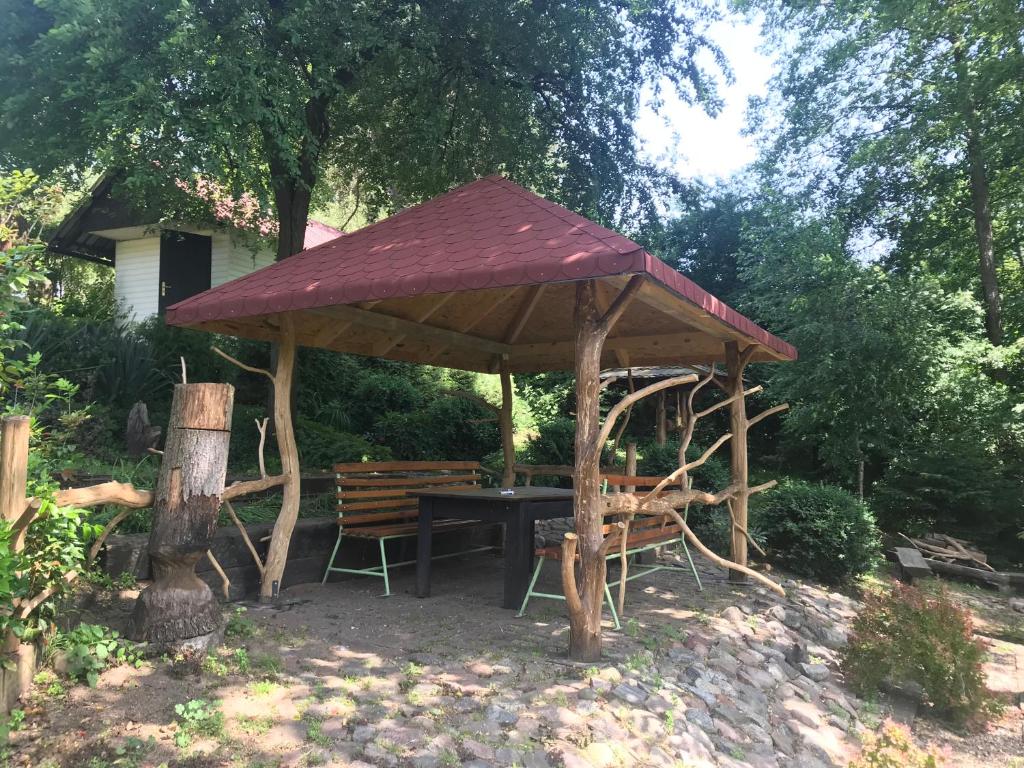 Vonkajšia záhrada v ubytovaní Domek letniskowy nad jeziorem w Stęszewku