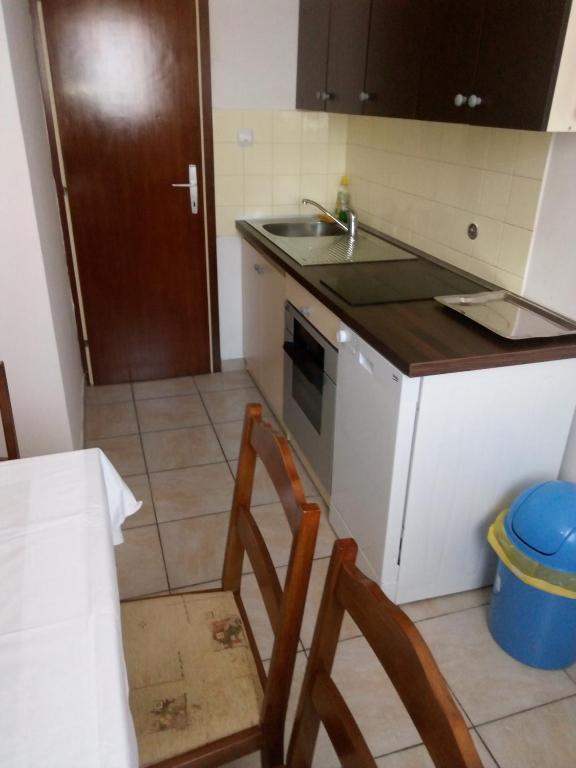 Kuchyň nebo kuchyňský kout v ubytování Apartments Batovanja