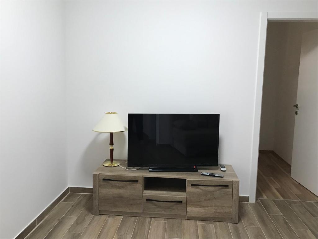 Televízia a/alebo spoločenská miestnosť v ubytovaní Apartmani Matea