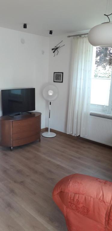 Televízia a/alebo spoločenská miestnosť v ubytovaní Apartament u Janka