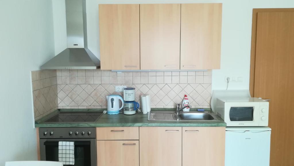 Kuchyň nebo kuchyňský kout v ubytování Club 218 Wellness Stúdió