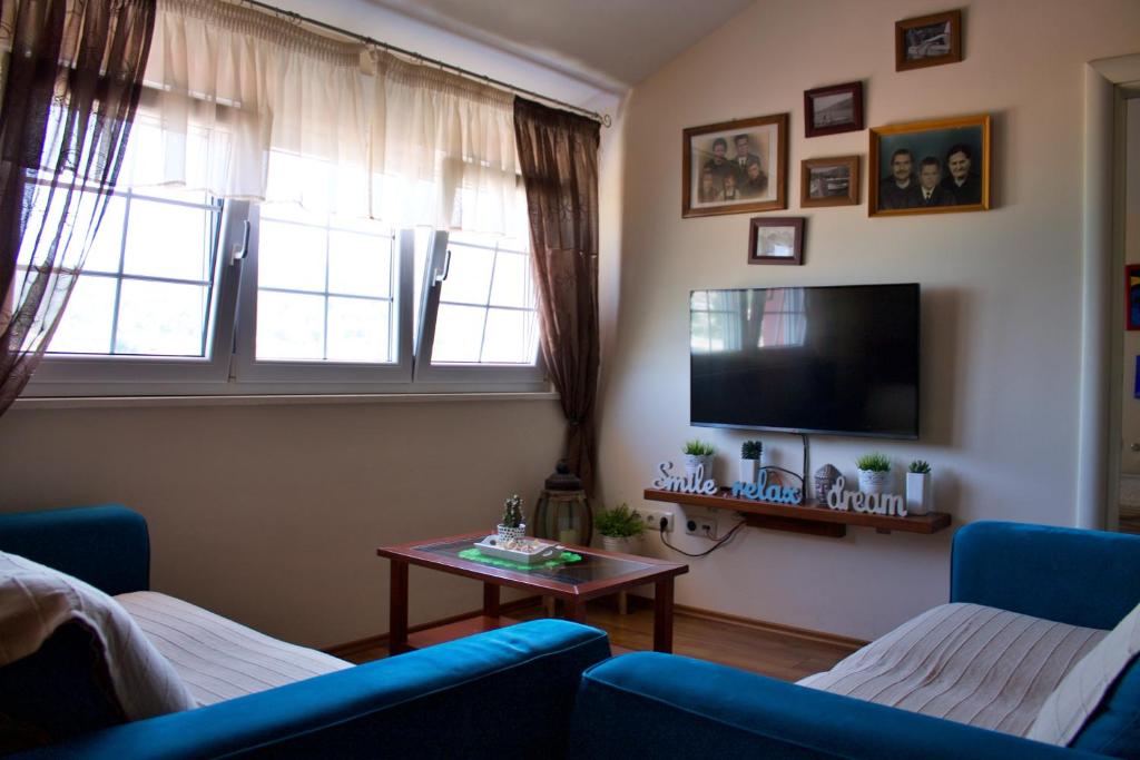 Televízia a/alebo spoločenská miestnosť v ubytovaní Apartment Kaktus