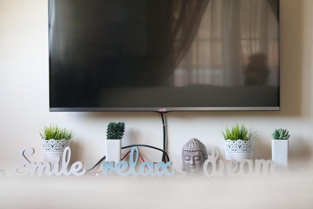 Televízia a/alebo spoločenská miestnosť v ubytovaní Apartment Kaktus