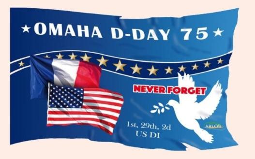 a blue banner with an american flag and an eagle at Villa kahlo Omaha Beach in Colleville-sur-Mer