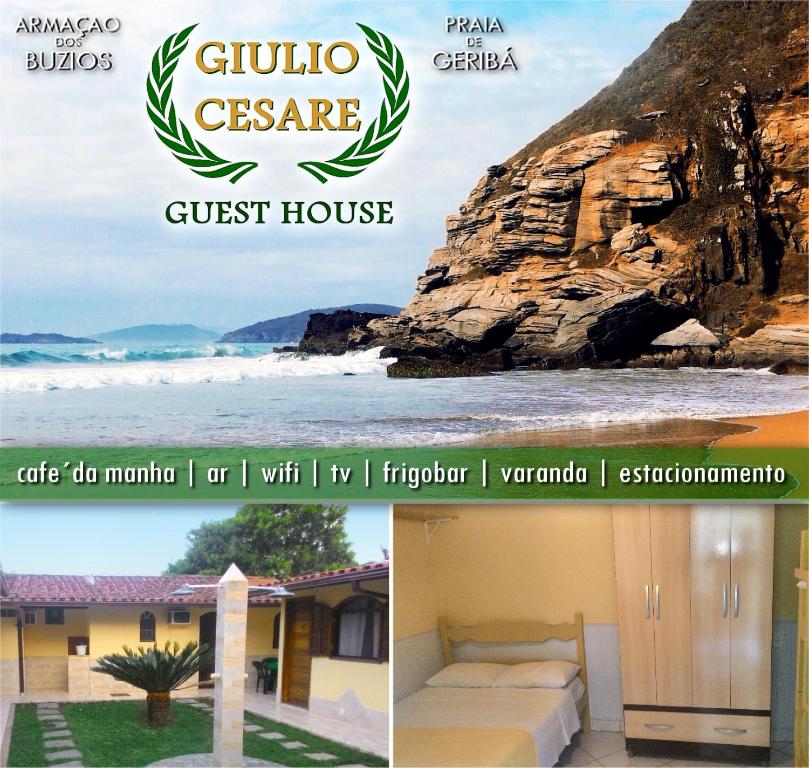 a collage of two pictures of a villa and a guest house at Guest House Giulio Cesare in Búzios