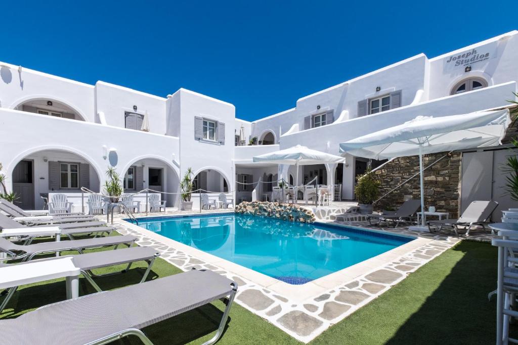 a view of the hotel and the swimming pool at Joseph Studios in Naousa