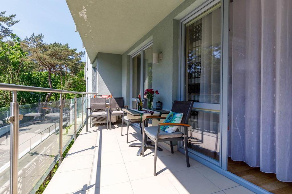 Balkón alebo terasa v ubytovaní Apartament w Willi Woda w Juracie