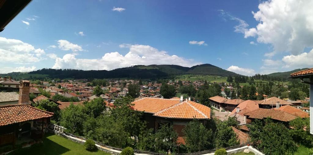 Nespecifikovaný výhled na hory nebo výhled na hory při pohledu z penzionu