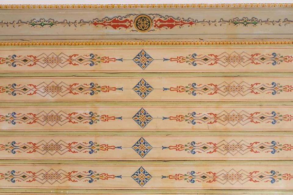 a close up of a pattern on a wall at Hotel Miranda in Hydra