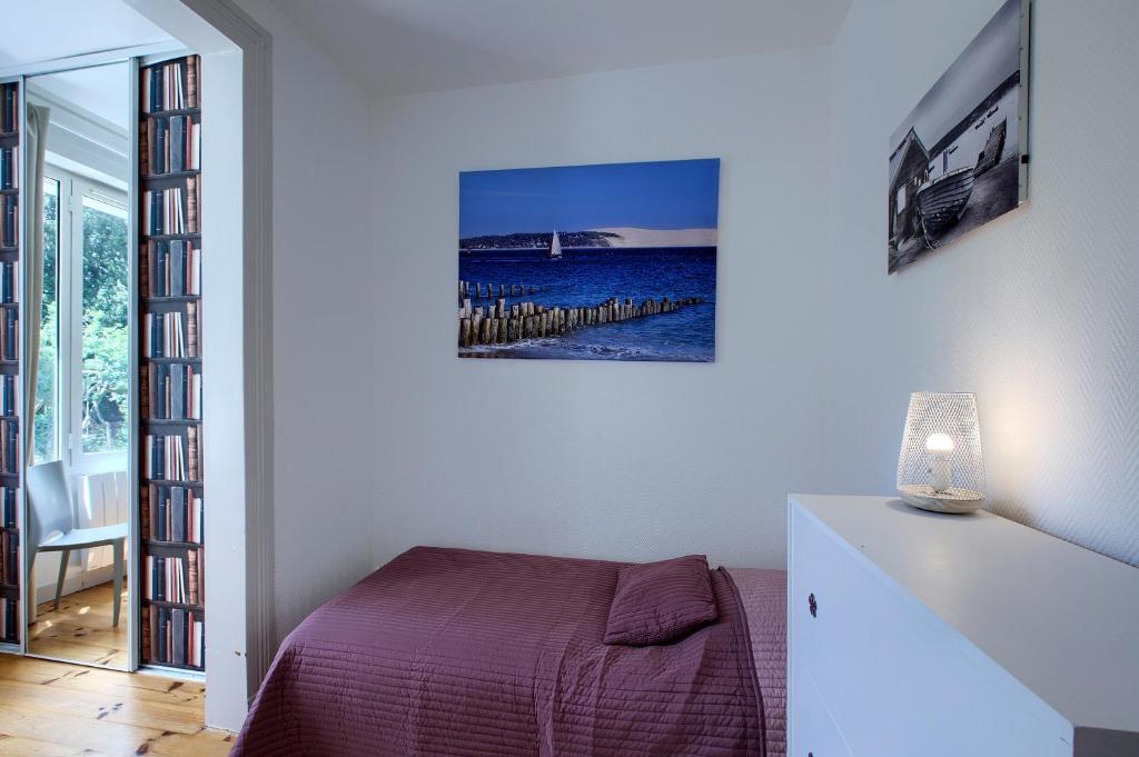 Postel nebo postele na pokoji v ubytování Appartement Pyla Les Cèdres