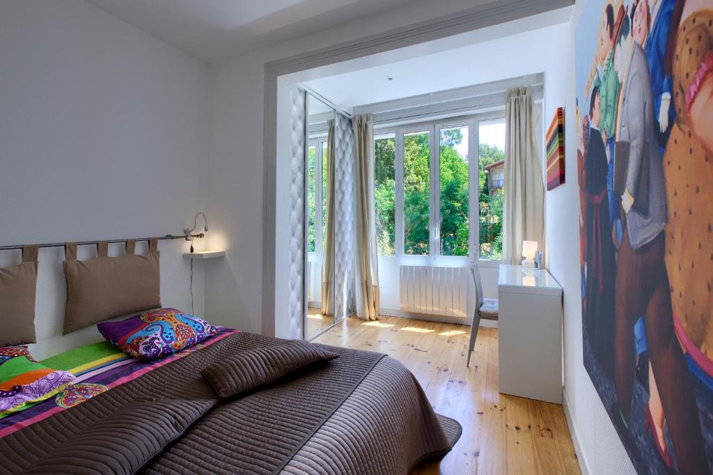 Postel nebo postele na pokoji v ubytování Appartement Pyla Les Cèdres