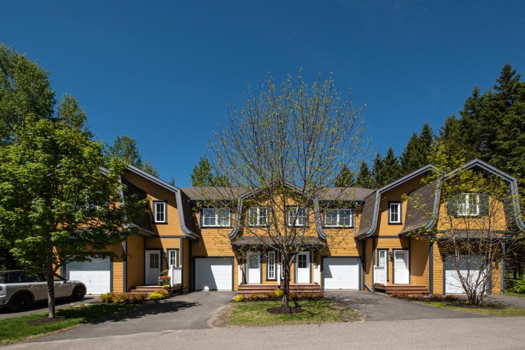 a large house with a tree in the driveway at Borealis by Rendez-Vous Mont-Tremblant in Mont-Tremblant
