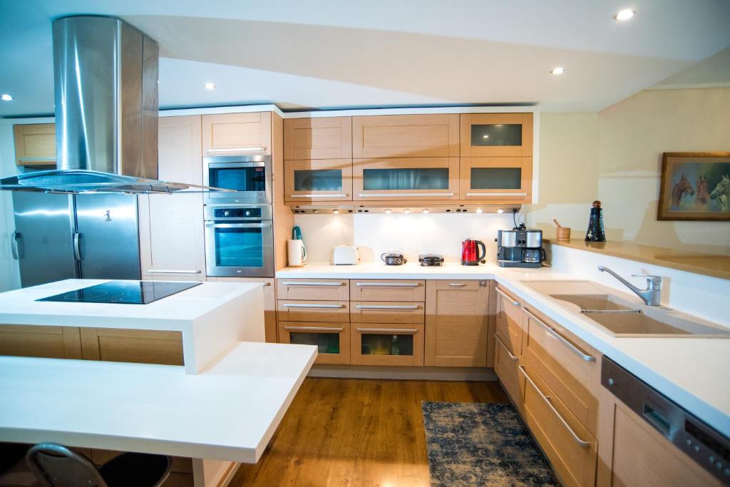 A kitchen or kitchenette at Villa Olympia VIP