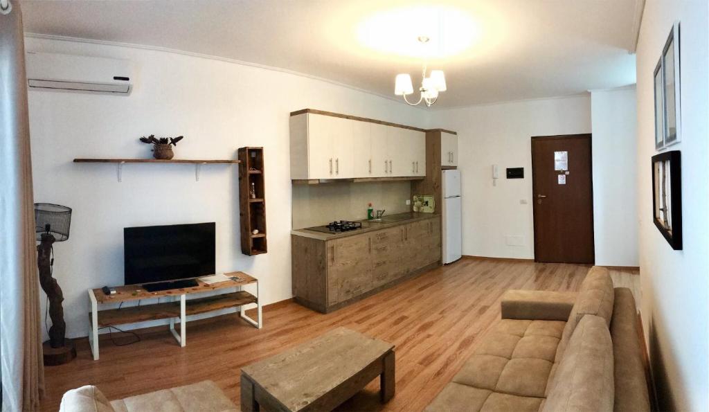 Kuchyň nebo kuchyňský kout v ubytování Aquamarine Apartments