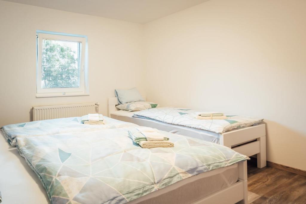 Postel nebo postele na pokoji v ubytování Apartma Arnež