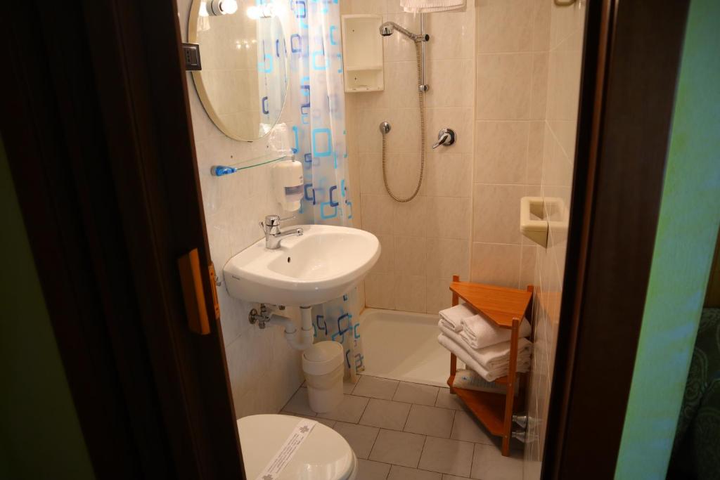 Koupelna v ubytování Albergo Del Ponte