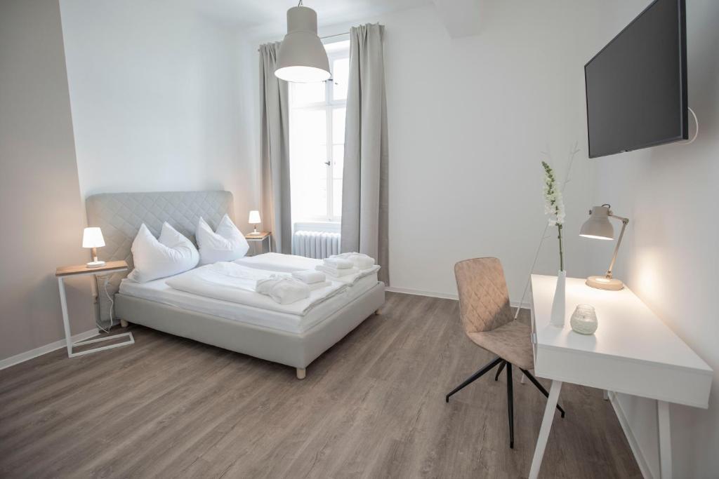 Postel nebo postele na pokoji v ubytování Boardinghouse Flensburg - by Zimmer FREI! Holidays