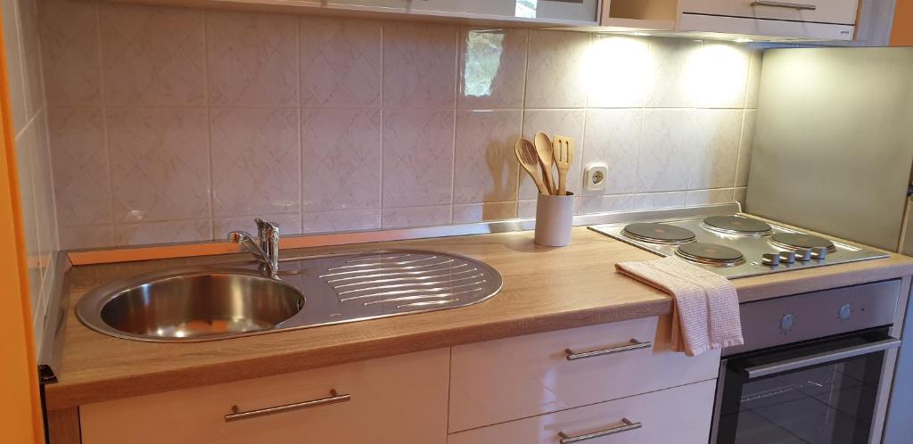 Kuchnia lub aneks kuchenny w obiekcie Pool Apartments Knežević Novalja