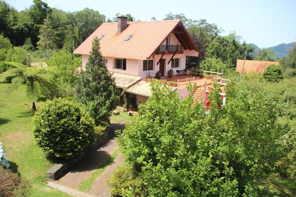 an aerial view of a house with trees at Bio Quinta do Pantano, Agro Turismo in Santo António da Serra