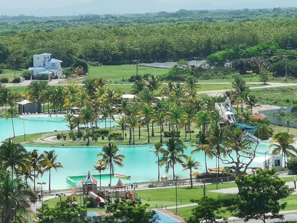 an aerial view of the pool at the resort at Ocean 3, Playa Blanca in Río Hato