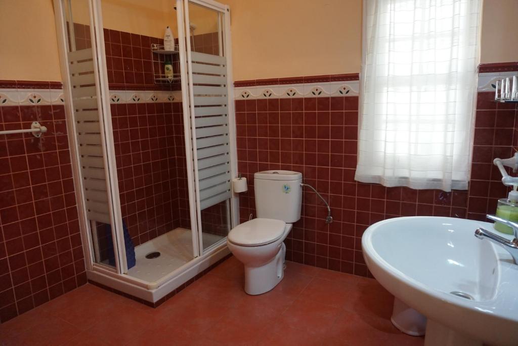 łazienka z toaletą, prysznicem i umywalką w obiekcie BELLA VIST EBI-1039 w mieście Mundaka
