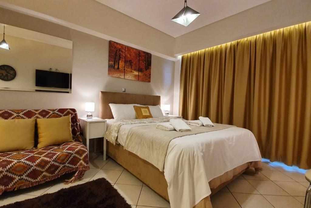 Posteľ alebo postele v izbe v ubytovaní Cozy Luxury Apartment in the Heart of Athens 8-1