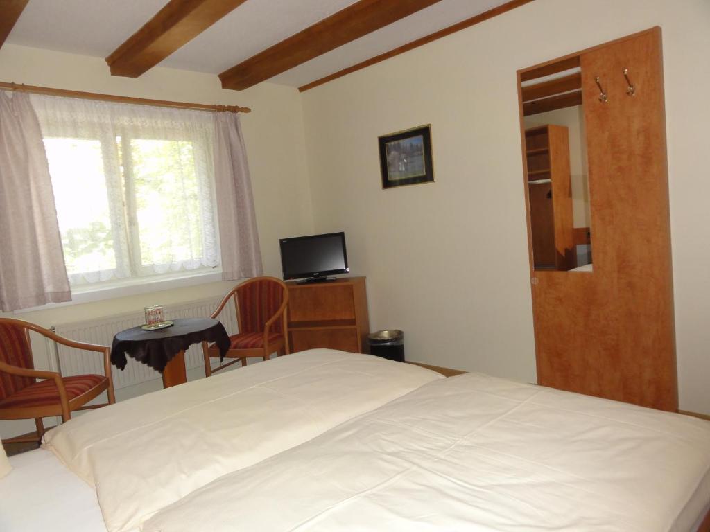 TV a/nebo společenská místnost v ubytování Hotel Garni Melchendorf