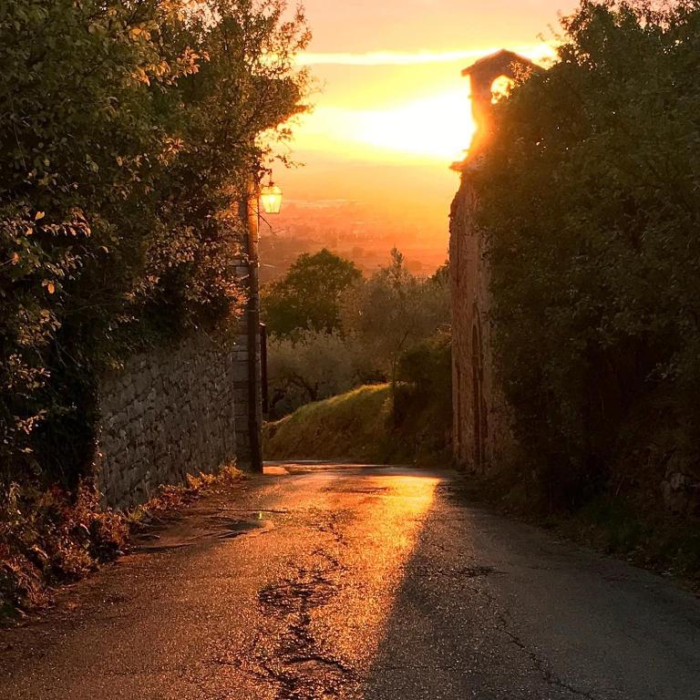 O pôr ou nascer do sol visto do cama e café (B&B) ou dos arredores