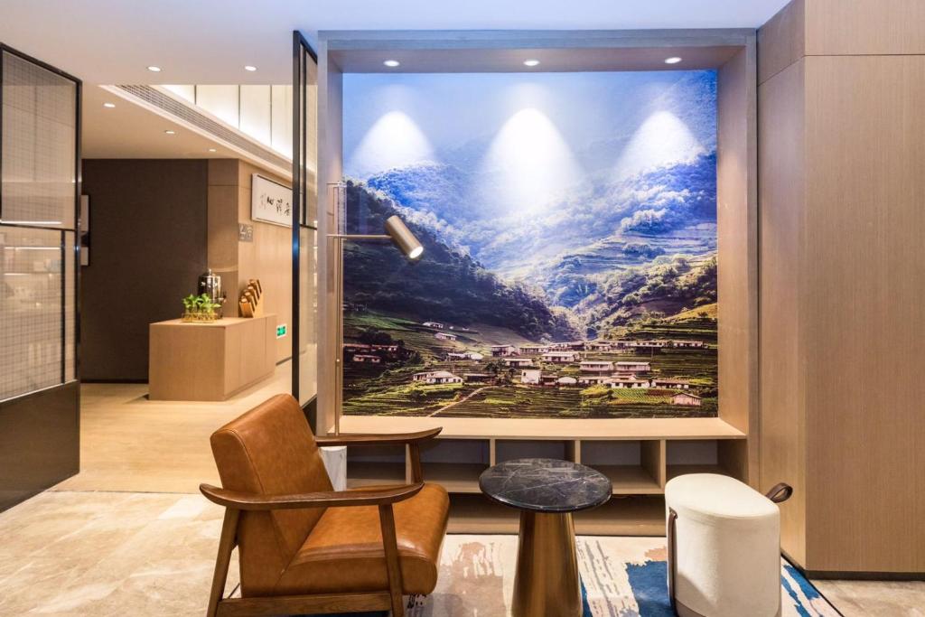 Posezení v ubytování Atour Hotel Qingdao Airport Chengyang Wanxianghui