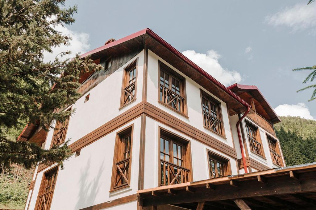 a house with windows on the side of it at İSKALİTA Otel in Altındere