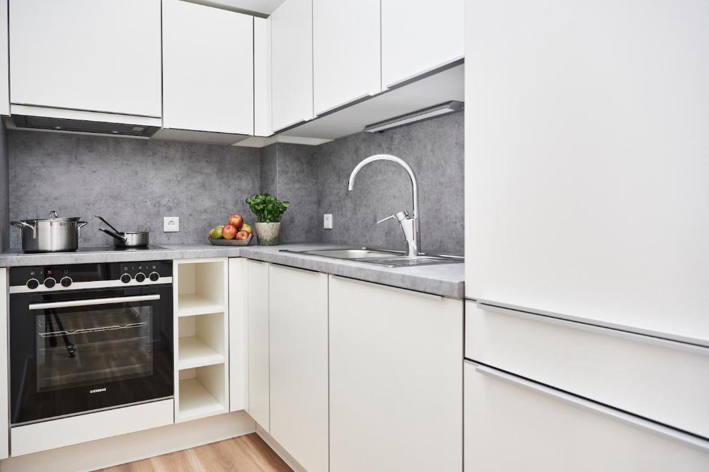 Kuchyň nebo kuchyňský kout v ubytování Boardinghome Oldenburg